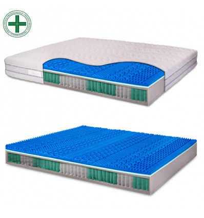 Materasso a molle insacchettate, memory e waterfoam, ortopedico e 2 stagioni modello GRETA