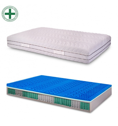 Materasso 1 piazza e mezza a molle insacchettate e memory gel breeze - GRETA