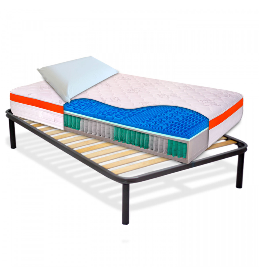 Materasso Ibrido 25 Cm In Memory Foam E Molle Insacchettate, Medium, Antirumore, Certificato CertiPUR, In Scatola
